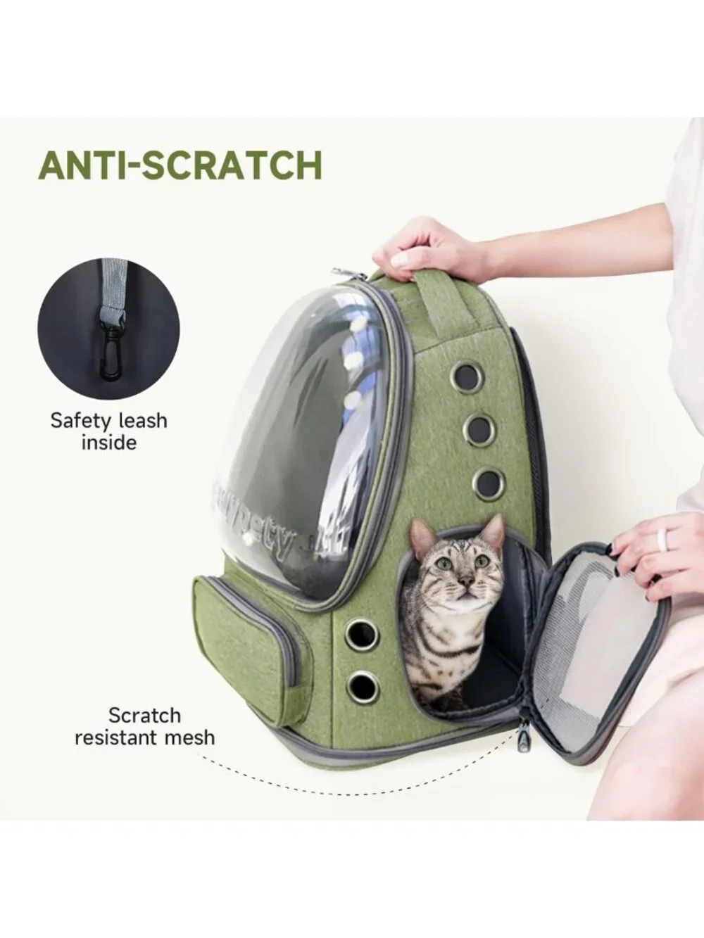 Breathable Bubble Cat Backpack Carrier - Large Space for Travel & Hiking